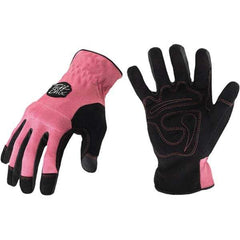 ironCLAD - Size M (6) Synthetic Leather Work Gloves - For Mechanic's & Lifting, Uncoated, Slip-On Cuff, Pink, Paired - Industrial Tool & Supply