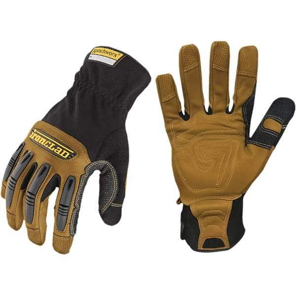 ironCLAD - Size S (7) Goatskin Work Gloves - For Mechanic's & Lifting, Uncoated, Slip-On Cuff, Black, Paired - Industrial Tool & Supply