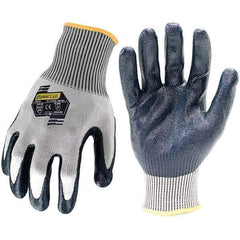 ironCLAD - Size M (8), ANSI Cut Lvl A4, Nitrile Coated Cut Resistant Gloves - 11" Long, Palm Coated, Unlined, Knit Wrist, Gray/Black, Paired - Industrial Tool & Supply