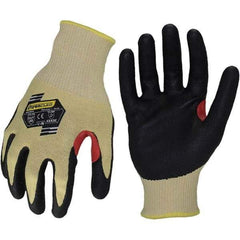 ironCLAD - Size L (9), ANSI Cut Lvl A5, Abrasion Lvl 4, Foam Nitrile Coated Cut Resistant Gloves - 11" Long, Palm Coated, Unlined, Knit Wrist, Yellow/Black, Paired - Industrial Tool & Supply
