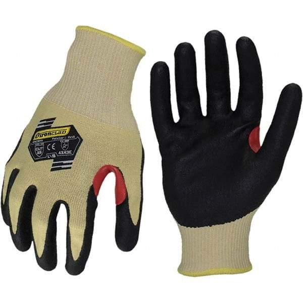 ironCLAD - Size S (7), ANSI Cut Lvl A5, Abrasion Lvl 4, Foam Nitrile Coated Cut Resistant Gloves - 11" Long, Palm Coated, Unlined, Knit Wrist, Yellow/Black, Paired - Industrial Tool & Supply