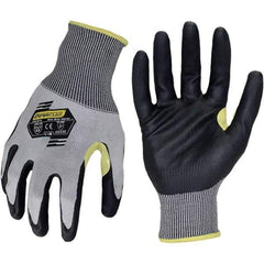 ironCLAD - Size 2XL (11), ANSI Cut Lvl A3, Abrasion Lvl 3, Foam Nitrile Coated Cut Resistant Gloves - 11" Long, Palm Coated, Unlined, Knit Wrist, Gray/Black, Paired - Industrial Tool & Supply