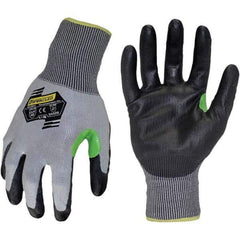 ironCLAD - Size M (8), ANSI Cut Lvl A2, Abrasion Lvl 4, Polyurethane Coated Cut Resistant Gloves - 11" Long, Palm Coated, Unlined, Knit Wrist, Gray/Black, Paired - Industrial Tool & Supply