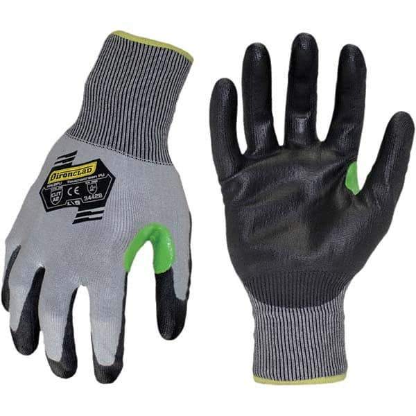 ironCLAD - Size 2XL (11), ANSI Cut Lvl A2, Abrasion Lvl 4, Polyurethane Coated Cut Resistant Gloves - 11" Long, Palm Coated, Unlined, Knit Wrist, Gray/Black, Paired - Industrial Tool & Supply