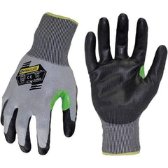 ironCLAD - Size XL (10), ANSI Cut Lvl A2, Abrasion Lvl 4, Polyurethane Coated Cut Resistant Gloves - 11" Long, Palm Coated, Unlined, Knit Wrist, Gray/Black, Paired - Industrial Tool & Supply
