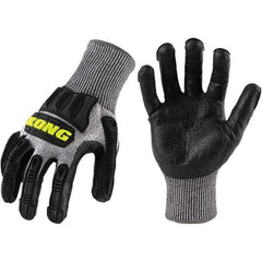 ironCLAD - Size 2XL (11), ANSI Cut Lvl A4, Foam Nitrile Coated Cut Resistant Gloves - 11" Long, Palm Coated, Unlined, Knit Wrist, Gray/Black, Paired - Industrial Tool & Supply