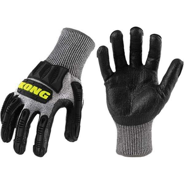 ironCLAD - Size XL (10), ANSI Cut Lvl A4, Foam Nitrile Coated Cut Resistant Gloves - 11" Long, Palm Coated, Unlined, Knit Wrist, Gray/Black, Paired - Industrial Tool & Supply