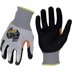 ironCLAD - Size L (9), ANSI Cut Lvl A4, Abrasion Lvl 4, Foam Nitrile Coated Cut Resistant Gloves - 11" Long, Palm Coated, Unlined, Knit Wrist, Gray/Black, Paired - Industrial Tool & Supply