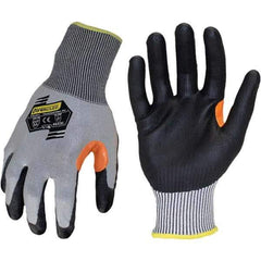 ironCLAD - Size XL (10), ANSI Cut Lvl A4, Abrasion Lvl 5, Polyurethane Coated Cut Resistant Gloves - 11" Long, Palm Coated, Unlined, Knit Wrist, Gray/Black, Paired - Industrial Tool & Supply