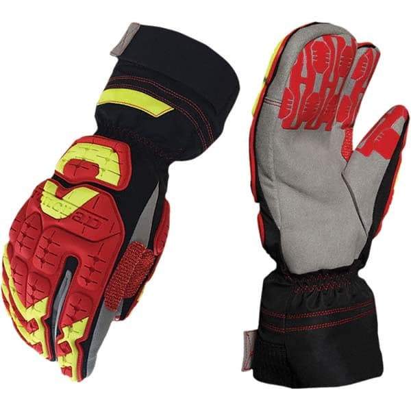 ironCLAD - Size 2XL (11), ANSI Cut Lvl A4, Puncture Lvl 5, Abrasion Lvl 5, Cut Resistant Gloves - 12" Long, Uncoated, Polyester & Mylar Lining, Hook & Loop Cuff, Black/Red, Paired - Industrial Tool & Supply
