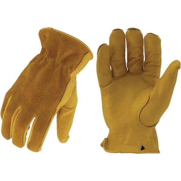 ironCLAD - Size 2XL (11), ANSI Cut Lvl A1, Abrasion Lvl 4, Cut Resistant Gloves - 10" Long, Uncoated, Unlined, Open Cuff, Golden, Paired - Industrial Tool & Supply
