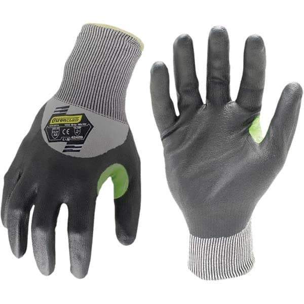 ironCLAD - Size M (8), ANSI Cut Lvl A2, Abrasion Lvl 4, Foam Nitrile Coated Cut Resistant Gloves - 11" Long, Palm & Knuckles Coated, Unlined, Knit Wrist, Gray, Paired - Industrial Tool & Supply