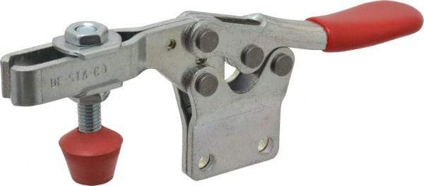 De-Sta-Co - 500 Lb Holding Capacity, Horizontal Handle, Manual Hold Down Toggle Clamp - 70° Handle Movement, 92° Bar Opening, U-Bar, Straight Base, Electro-Plated Zinc, Carbon Steel - Industrial Tool & Supply