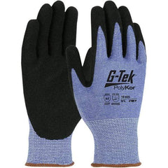 PIP - Size L, ANSI Cut Lvl A5, Nitrile Coated PolyKor Cut Resistant Gloves - Palm & Fingers Coated, Knit Wrist, Blue, Paired - Industrial Tool & Supply