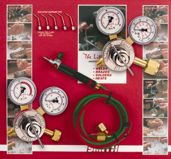 Miller/Smith - 9 Piece, Tip Number 3-7, Kits with Regulator Fittings for Propane, LP or Larger Industrial Acetylene Cylinders over 40 Cubic Ft. - Industrial Tool & Supply