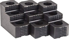 H & R Manufacturing - 6" Max Chuck Diam Compatibility, Case Hardened Steel 1.5mm x 60° Serrated Hard Lathe Top Jaws - 2 Steps, 0.472" Groove Width, 1-1/4" Wide x 3" Long x 1.969" High - Industrial Tool & Supply