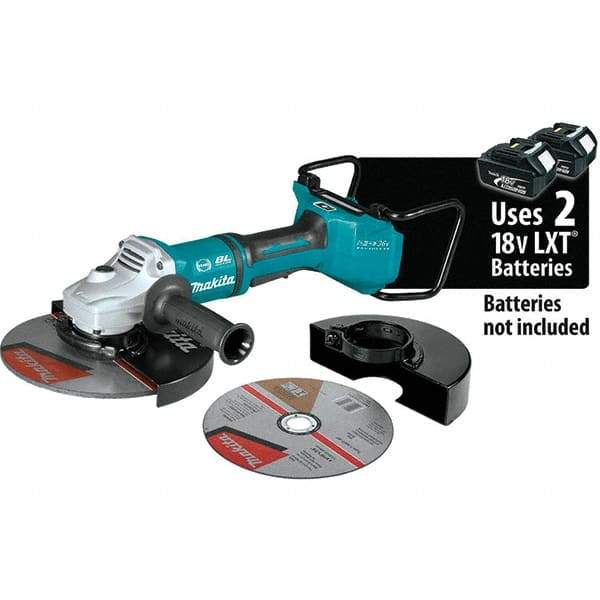 Makita - 9" Wheel Diam, 6,000 RPM, Cordless Angle & Disc Grinder - 5/8-11 Spindle, 36 Volts - Industrial Tool & Supply