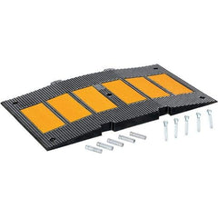 Vestil - 20-5/16" Long x 35-1/4" Wide x 2-7/16" High, Rubber Speed Hump - Yellow & Black - Industrial Tool & Supply