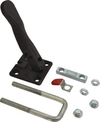 De-Sta-Co - 7,500 Lb Capacity, Horizontal, U Hook, Flanged Base, Carbon Steel Pull Action Latch Clamp - 2.19" Drawing Movement, 10.12" OAL, Threaded U Hook, Straight Handle - Industrial Tool & Supply