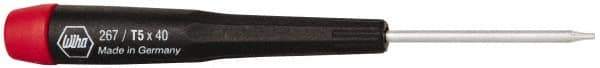 Wiha - T5 Torx Driver - 1-9/16" Blade Length, 4-3/4" OAL, Tapered Handle - Industrial Tool & Supply