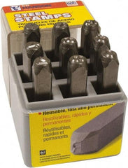 C.H. Hanson - 9 Piece, 1/16" Character Steel Stamp Set - Figures, Reverse - Industrial Tool & Supply