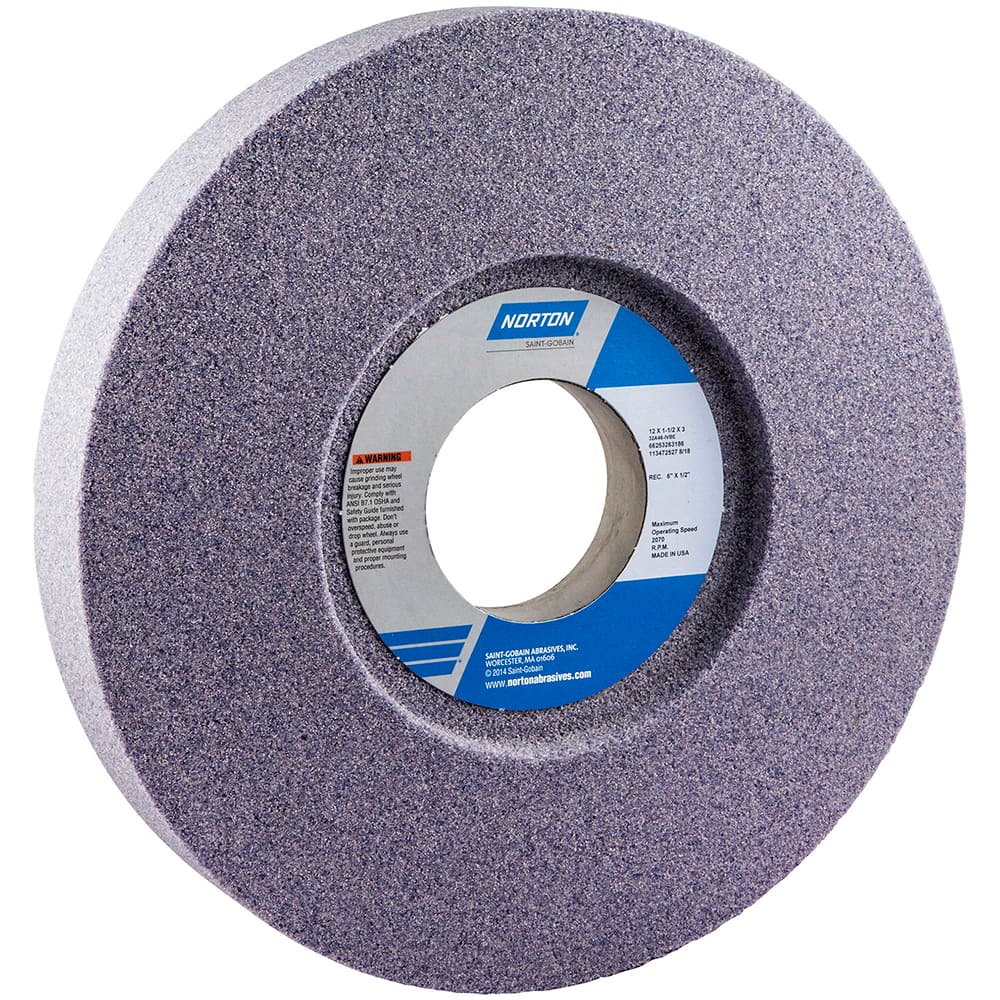 Norton - 12" Diam x 3" Hole x 1-1/2" Thick, I Hardness, 46 Grit Surface Grinding Wheel - Industrial Tool & Supply