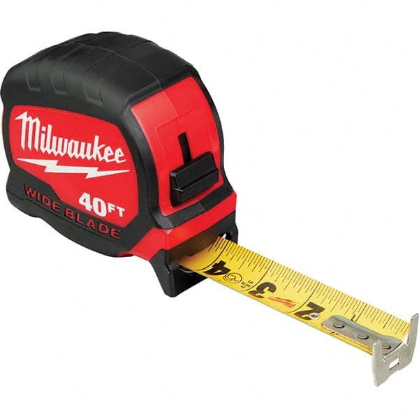 Milwaukee Tool - 40' x 1-5/16" Yellow/Black Blade Tape Measure - Industrial Tool & Supply
