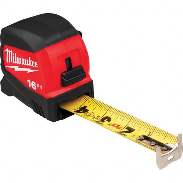 Milwaukee Tool - 16' x 1-3/16" Yellow/Black Blade Tape Measure - Industrial Tool & Supply