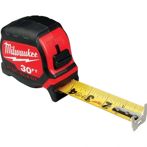 Milwaukee Tool - 30' x 1-5/16" Yellow/Black Blade Tape Measure - Industrial Tool & Supply