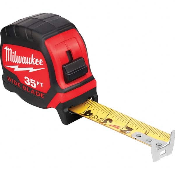 Milwaukee Tool - 35' x 1-5/16" Yellow/Black Blade Tape Measure - Industrial Tool & Supply