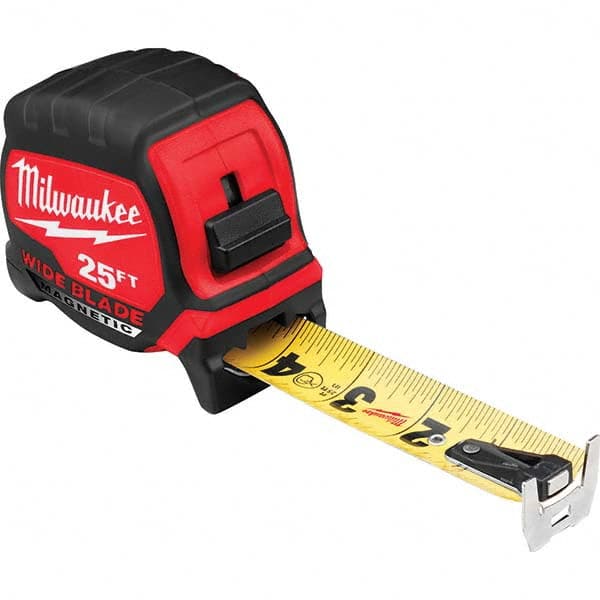 Milwaukee Tool - 25' x 1-5/16" Yellow/Black Blade Tape Measure - Industrial Tool & Supply