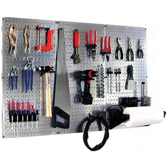 Wall Control - 48" Wide x 32" High Peg Board Kit - 3 Panels, Galvanized Steel, Galvanized/Black - Industrial Tool & Supply