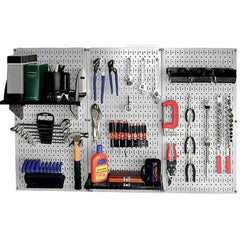 Wall Control - 48" Wide x 32" High Peg Board Kit - 3 Panels, Metal, Gray/Black - Industrial Tool & Supply