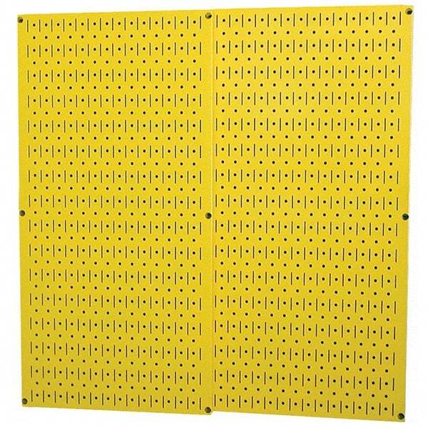 Wall Control - 32" Wide x 32" High Peg Board Storage Board - 2 Panels, Metal, Yellow - Industrial Tool & Supply