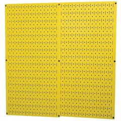 Wall Control - 32" Wide x 32" High Peg Board Storage Board - 2 Panels, Metal, Yellow - Industrial Tool & Supply