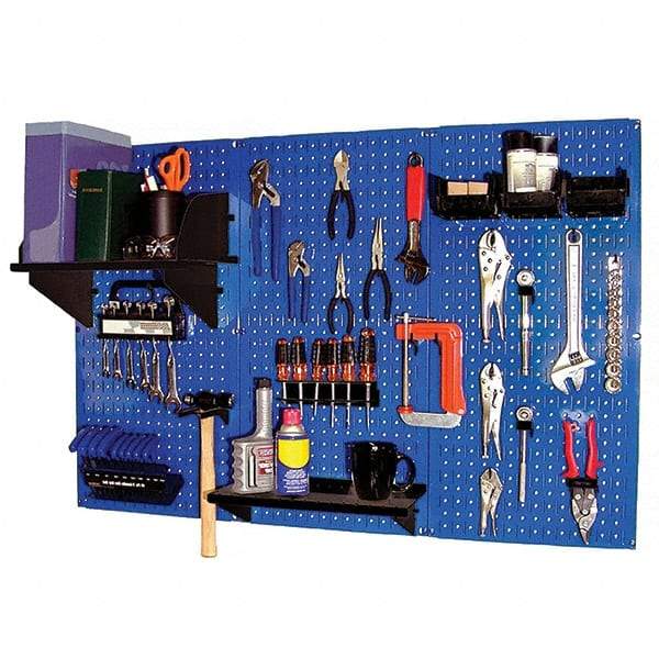 Wall Control - 48" Wide x 32" High Peg Board Kit - 3 Panels, Metal, Blue/Black - Industrial Tool & Supply