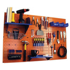 Wall Control - 48" Wide x 32" High Peg Board Kit - 3 Panels, Metal, Orange/Blue - Industrial Tool & Supply