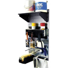 Wall Control - 16" Wide x 32" High Peg Board Kit - 1 Panels, Galvanized Steel, Galvanized/Black - Industrial Tool & Supply