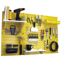 Wall Control - 48" Wide x 32" High Peg Board Kit - 3 Panels, Metal, Yellow/White - Industrial Tool & Supply