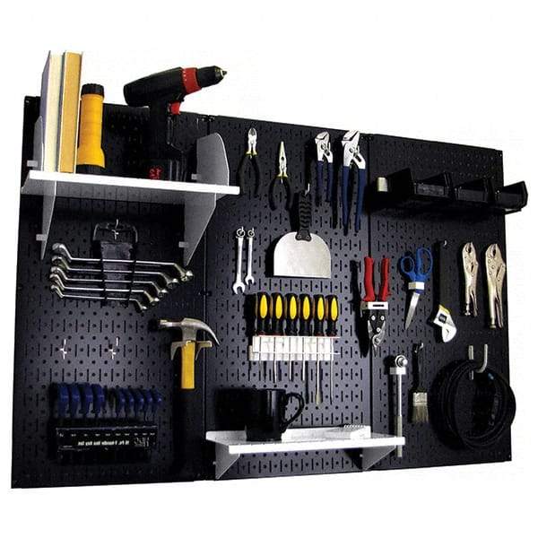 Wall Control - 48" Wide x 32" High Peg Board Kit - 3 Panels, Metal, Black/White - Industrial Tool & Supply