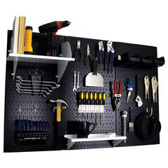 Wall Control - 48" Wide x 32" High Peg Board Kit - 3 Panels, Metal, Black/White - Industrial Tool & Supply