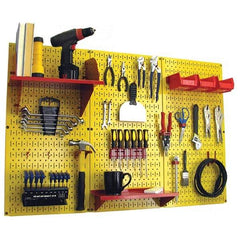 Wall Control - 48" Wide x 32" High Peg Board Kit - 3 Panels, Metal, Yellow/Red - Industrial Tool & Supply