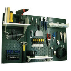 Wall Control - 48" Wide x 32" High Peg Board Kit - 3 Panels, Metal, Green/White - Industrial Tool & Supply