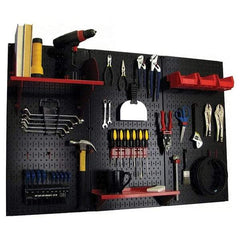 Wall Control - 48" Wide x 32" High Peg Board Kit - 3 Panels, Metal, Black/Red - Industrial Tool & Supply