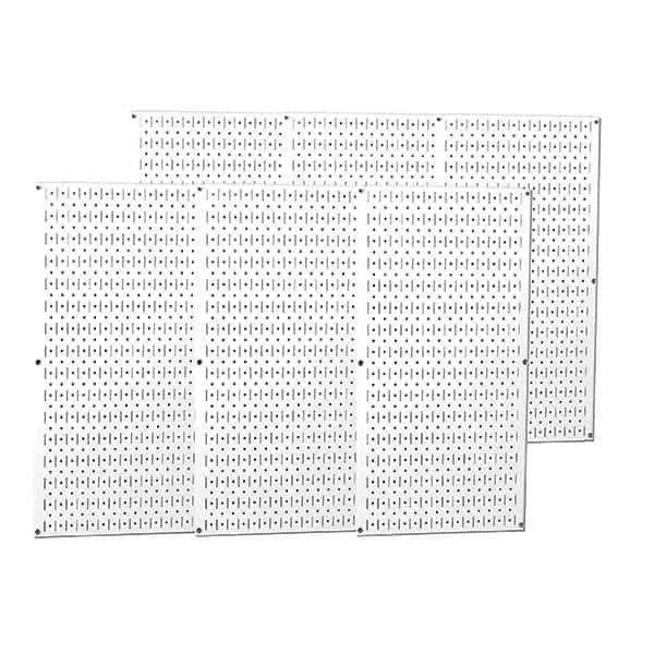 Wall Control - 96" Wide x 32" High Peg Board Storage Board - 6 Panels, Metal, White - Industrial Tool & Supply