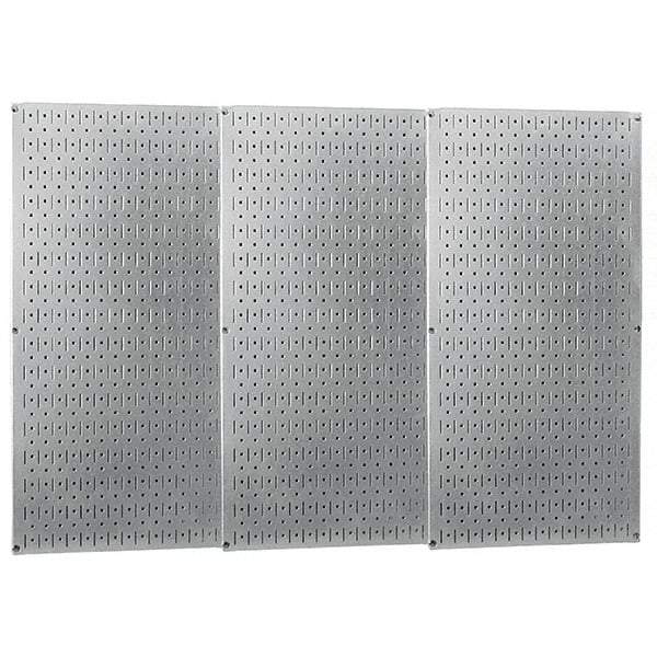 Wall Control - 48" Wide x 32" High Peg Board Storage Board - 3 Panels, Galvanized Steel, Metallic - Industrial Tool & Supply