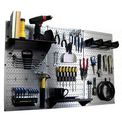 Wall Control - 48" Wide x 32" High Peg Board Kit - 3 Panels, Galvanized Steel, Galvanized/Black - Industrial Tool & Supply