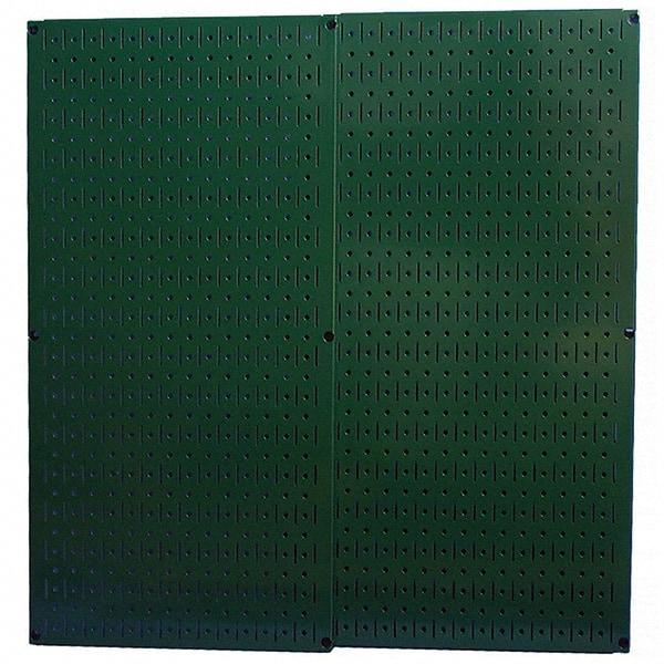 Wall Control - 32" Wide x 32" High Peg Board Storage Board - 2 Panels, Metal, Green - Industrial Tool & Supply