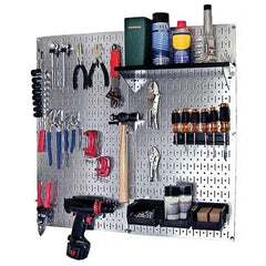 Wall Control - 32" Wide x 32" High Peg Board Kit - 2 Panels, Galvanized Steel, Galvanized/Black - Industrial Tool & Supply