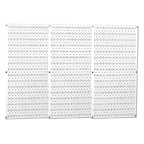 Wall Control - 48" Wide x 32" High Peg Board Storage Board - 3 Panels, Metal, White - Industrial Tool & Supply